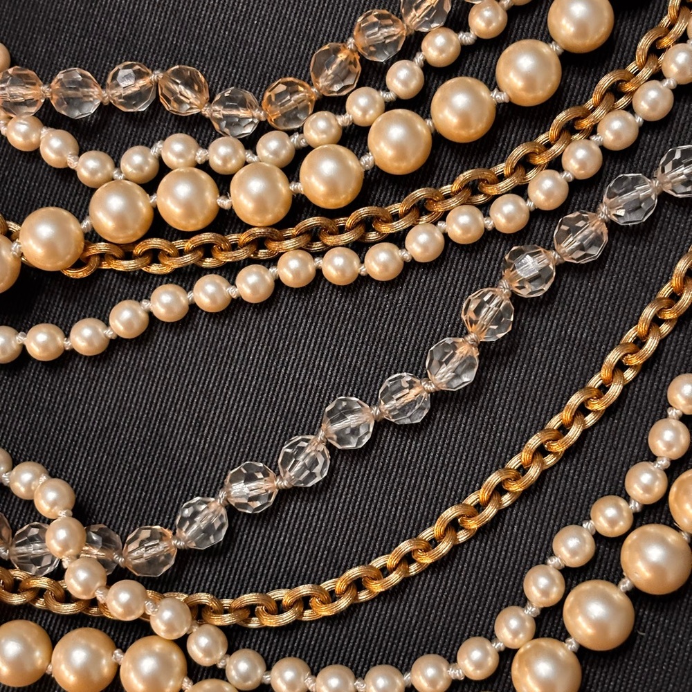 Elegant Multi-Strand Pearl and Gold Necklace - Picture 8 of 12